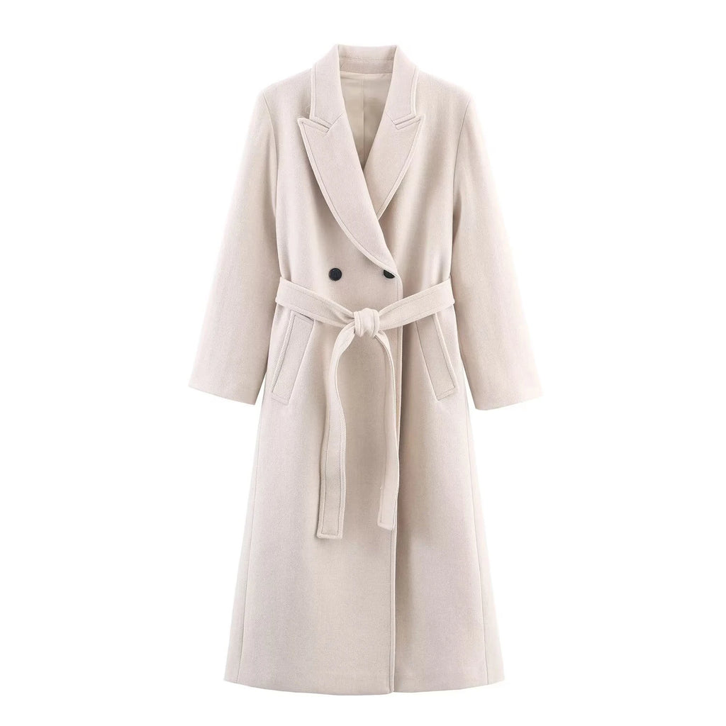 2025 autumn new women's clothing European and American style personalized belt long coat jacket