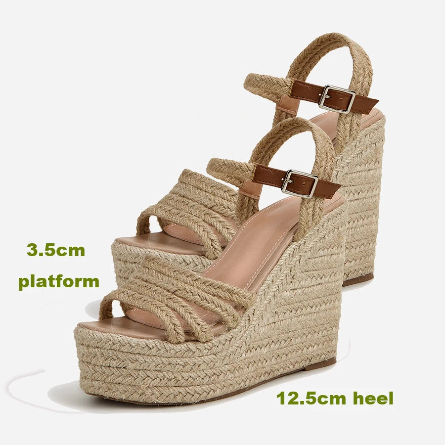 Espadrilles Spring summer bohemian wedges platform peep toe women sandals