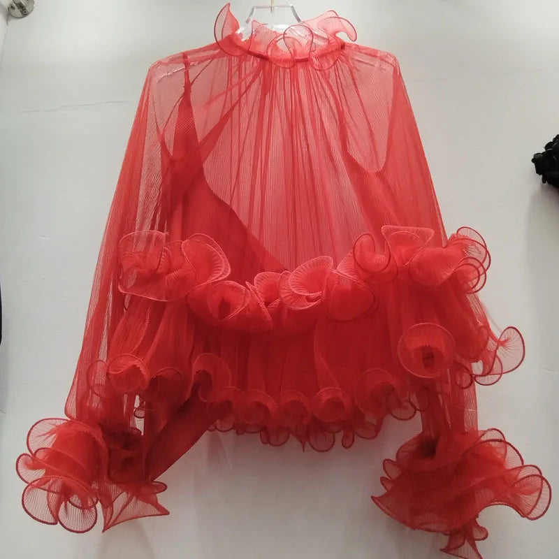 2026 Early Spring New French Style Elegant Ruched Lace Inner Camisole Chiffon Blouse For Women Versatile Shirt 1A2228