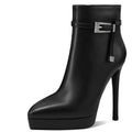 Women Handmade Genuine Leather Ankle Boots Pointed Toe Thin High Heels Short Boots Zip Ladies Shoes 33-40