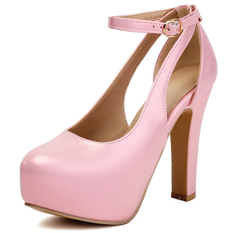 2026 Women's Platform High Heels Pumps Shoes Luxury Pink White Women's Heeled Round