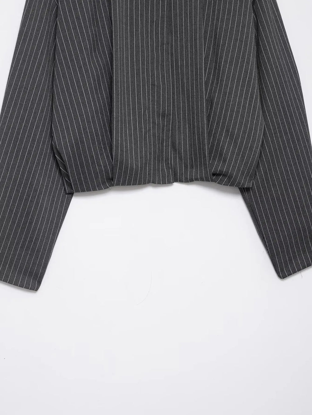 Women Striped Cropped Bomber Jacket Turn-down Collar Spring Summer Short Coat Outerwear