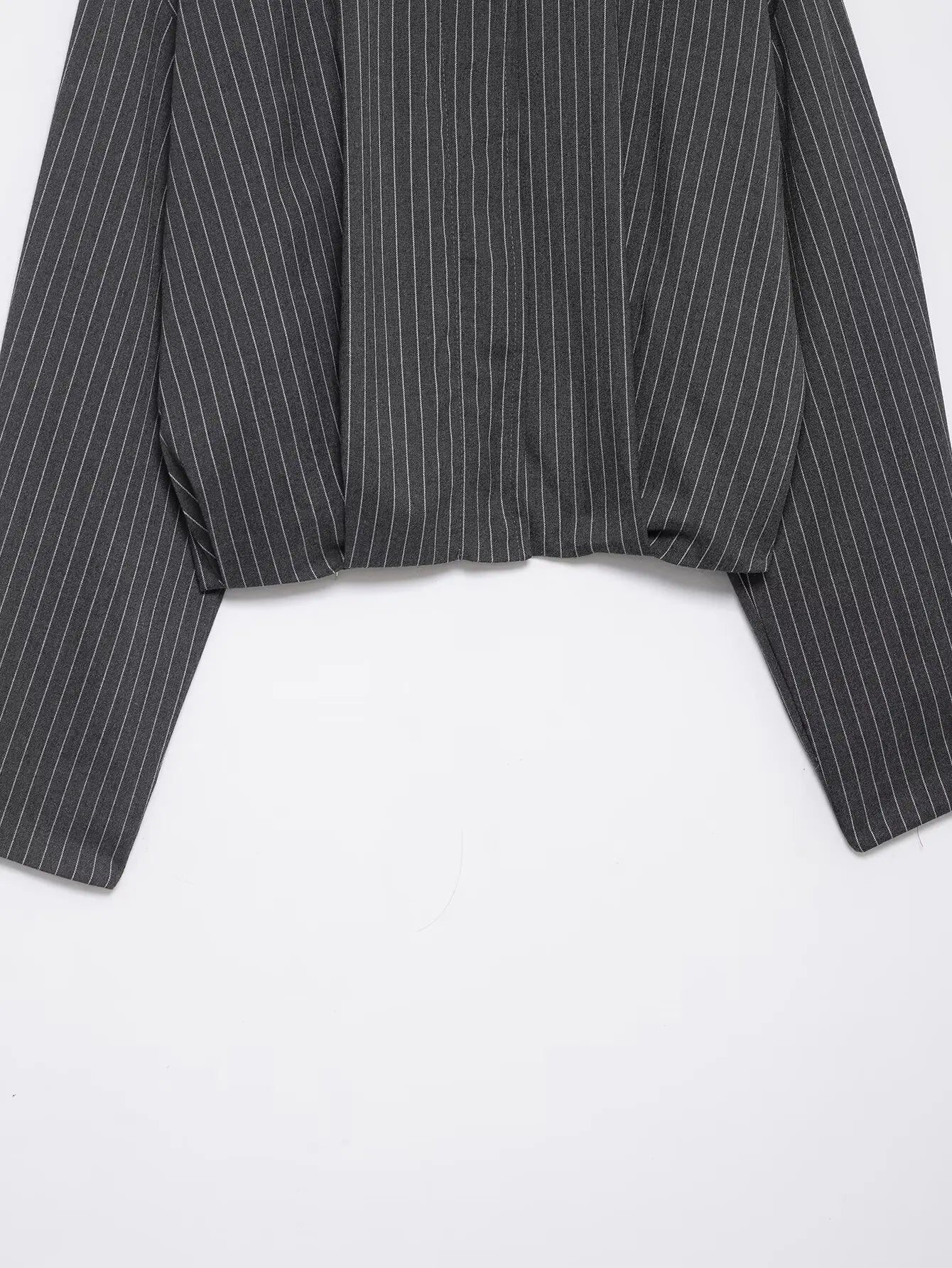 Women Striped Cropped Bomber Jacket Turn-down Collar Spring Summer Short Coat Outerwear