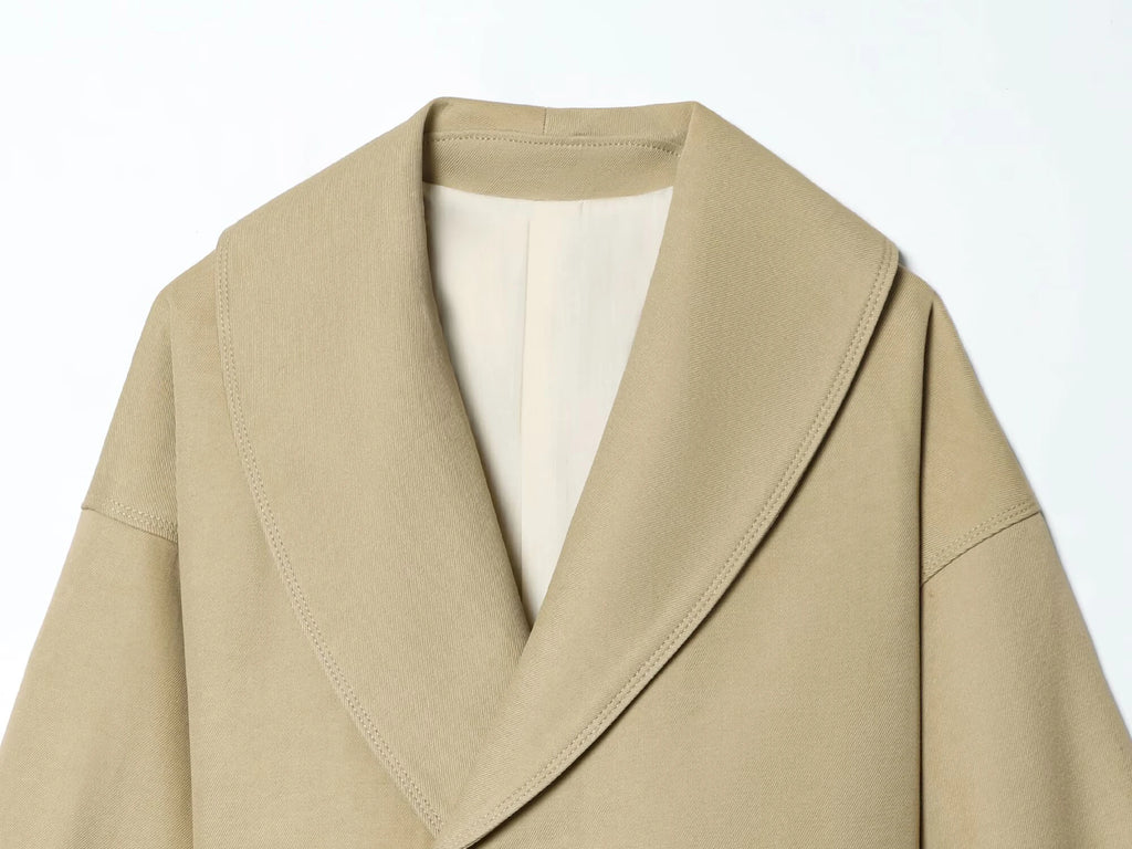 European and American style women's new 2026 fashionable long sleeved lapel solid color short jacket