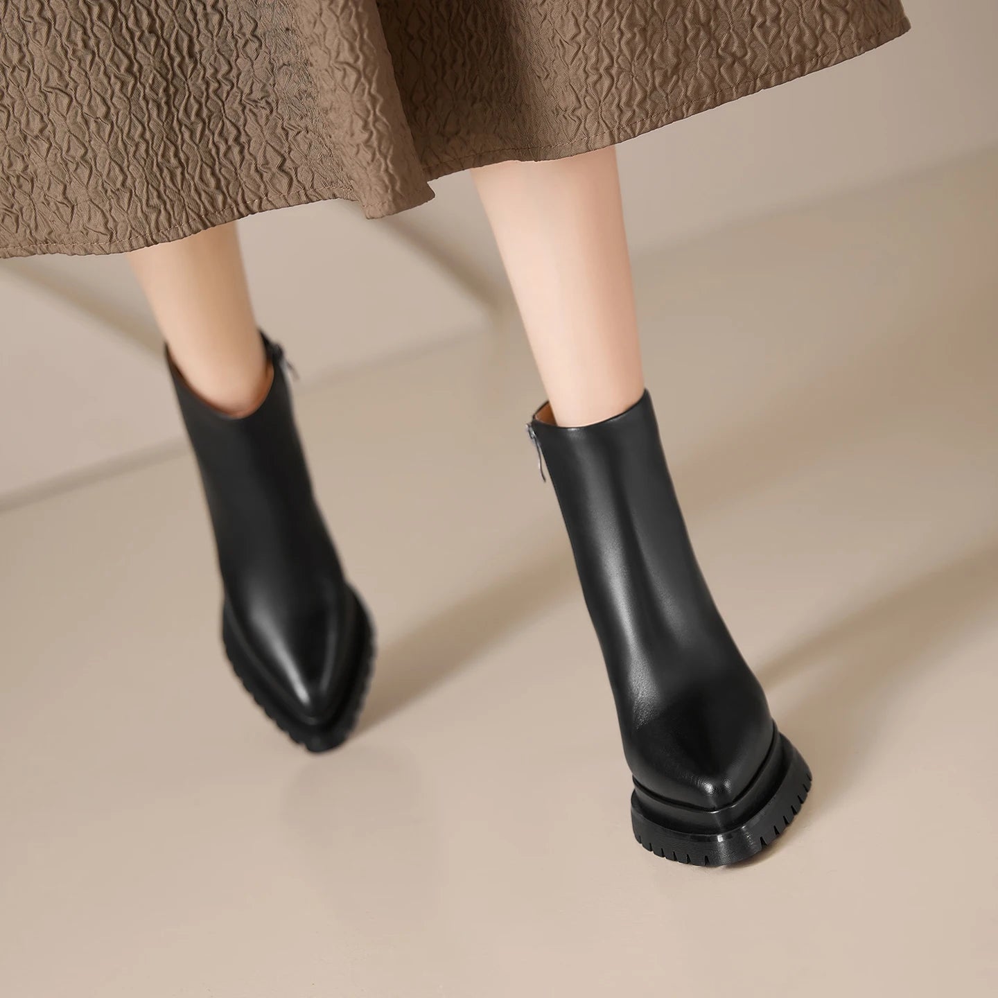 Handmade Women's Genuine Leather Ankle Boots Luxury Minimalist Autumn Winter Pointed Toe Female Fashion Footwear