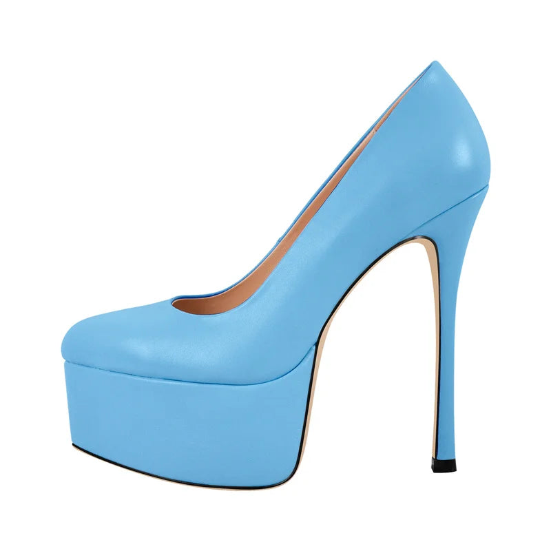 Women  Pointed Toe Pink Platform Pumps High Heeled Big Size Slip On Women Stiletto Pumps
