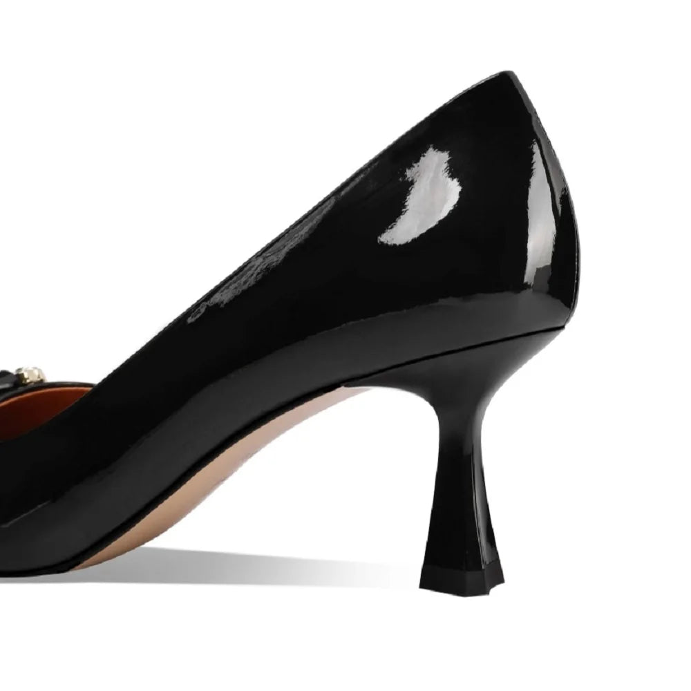 Sexy Charming Women's Single Shoes With Metal Decoration Quality Genuine Leather Comfortable High Heels 33-43