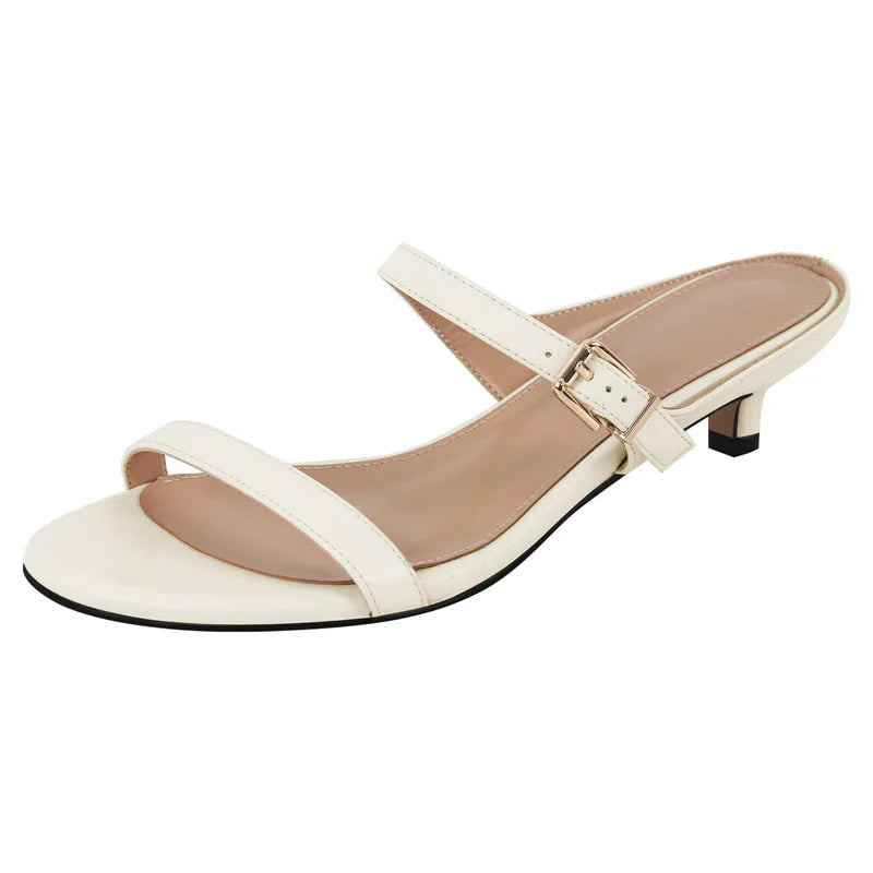 Women Open Toe Leopard kitten-heel Sandals Slip On Summer Sandals