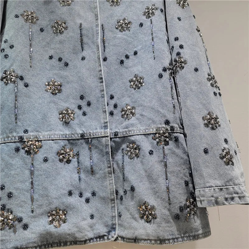 2026  Jeans Jacket Spring New Fashion Heavy Industry Embroidery Beaded Denim Jacket For Women Loose Versatile Coat Female Trendy 11A08709