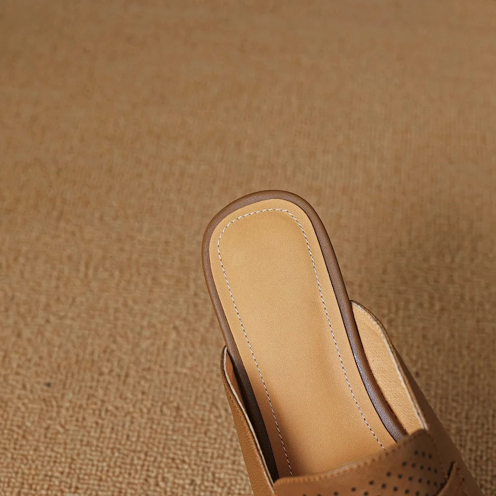Genuine Cow Leather Slipper Women Sequined Mules Blingbling Glitter Flat Slides Loafers Ladies Shoes Summer 33-42