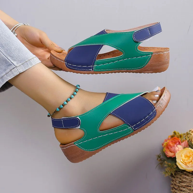 Sandalias De Mujer Summer Patchwork Color Wedge Sandals for Women Comfortable