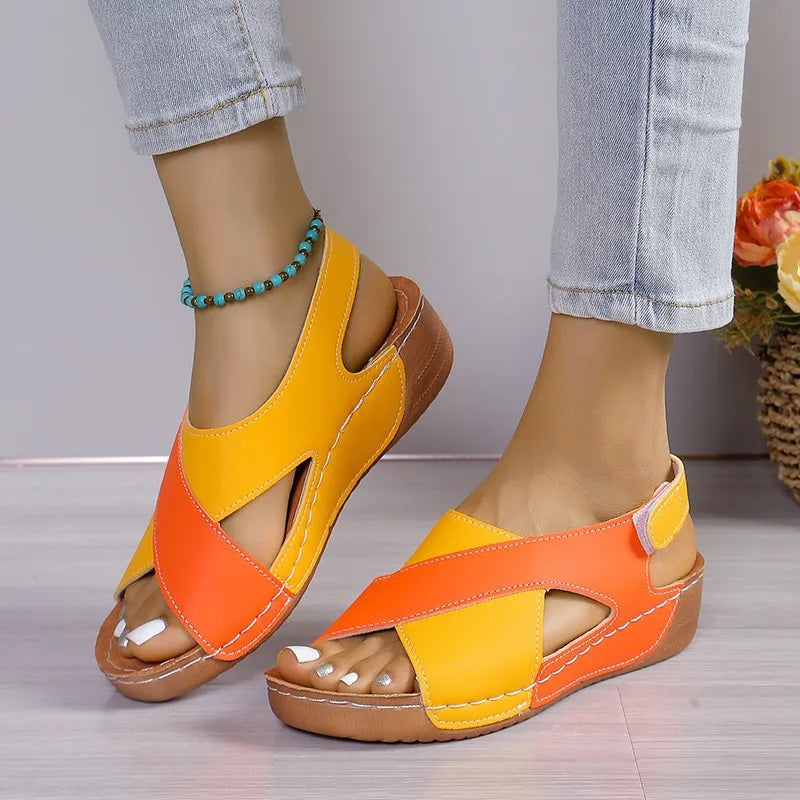Sandalias De Mujer Summer Patchwork Color Wedge Sandals for Women Comfortable