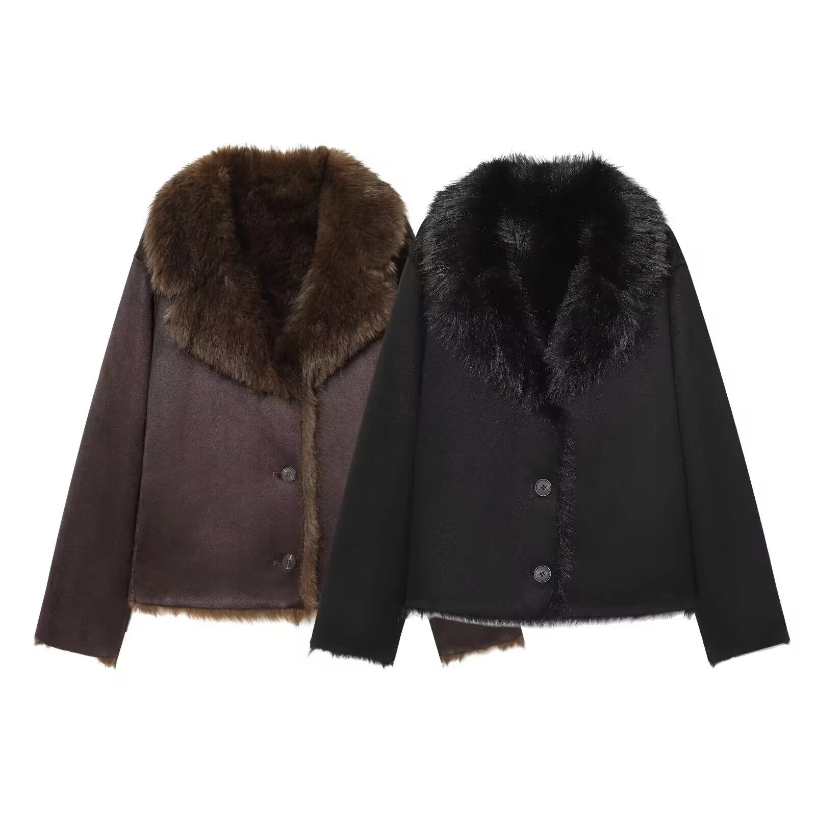 European and American style 2025 winter new product women's versatile double-sided faux fur effect jacket jacket