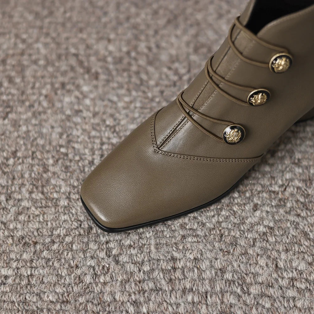 Women Handmade Genuine Leather Soft comfortable Ankle Boots Chunky Mid Heels designer Sexy Boots 34-40