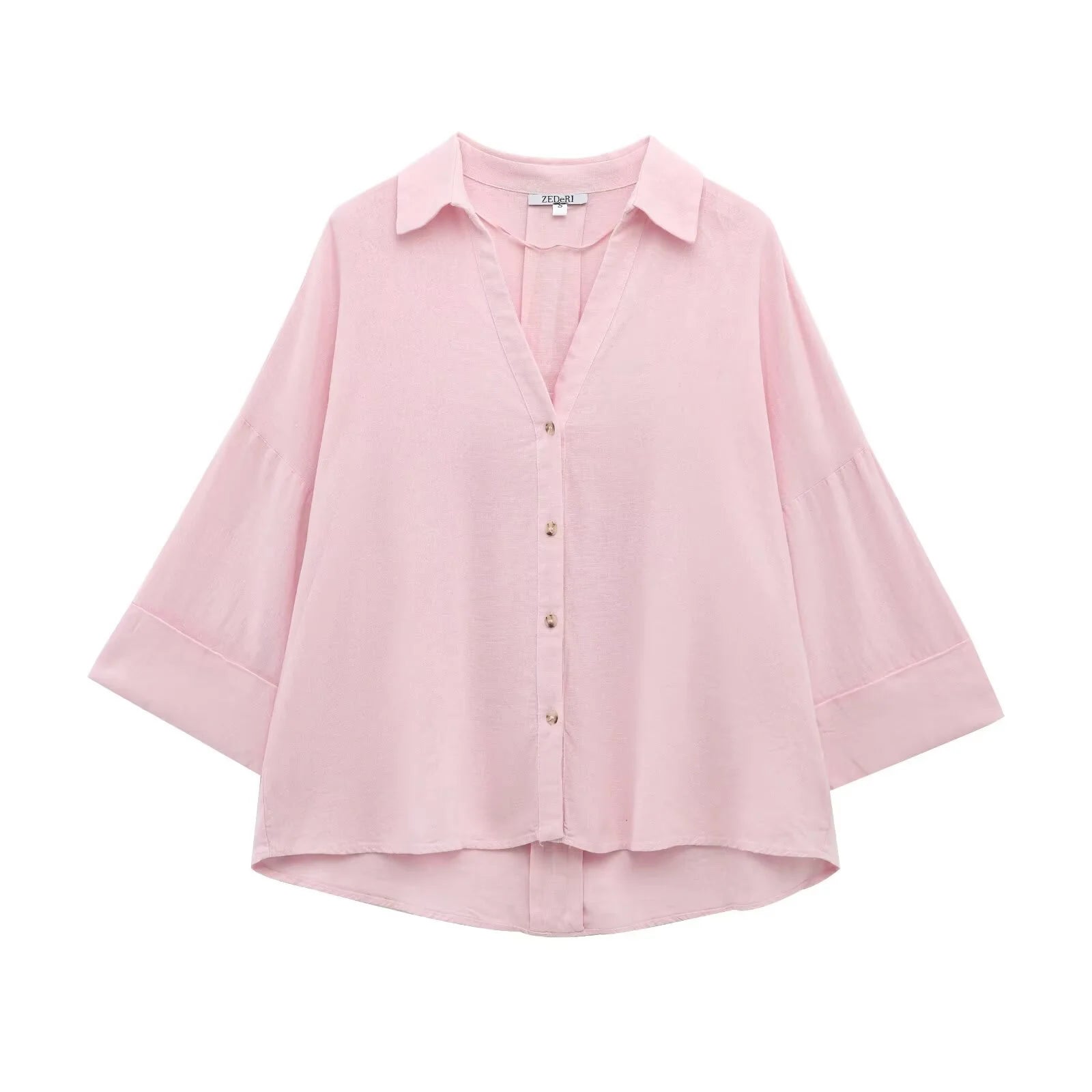 2025 Spring/Summer New Product Women's Clothing Style Light Spring Linen Blended Wide Sleeve Comfortable Shirt