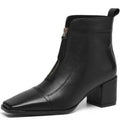 New Women Handmade Genuine Leather Soft comfortable High Heels Ankle Boots Square Toe Short Elegant Short 34-40