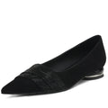 Handmade Genuine Leather Elegant Diamond Pointed Toe Casual Slip-On Flats Low Heel Solid Color Commute Shoes