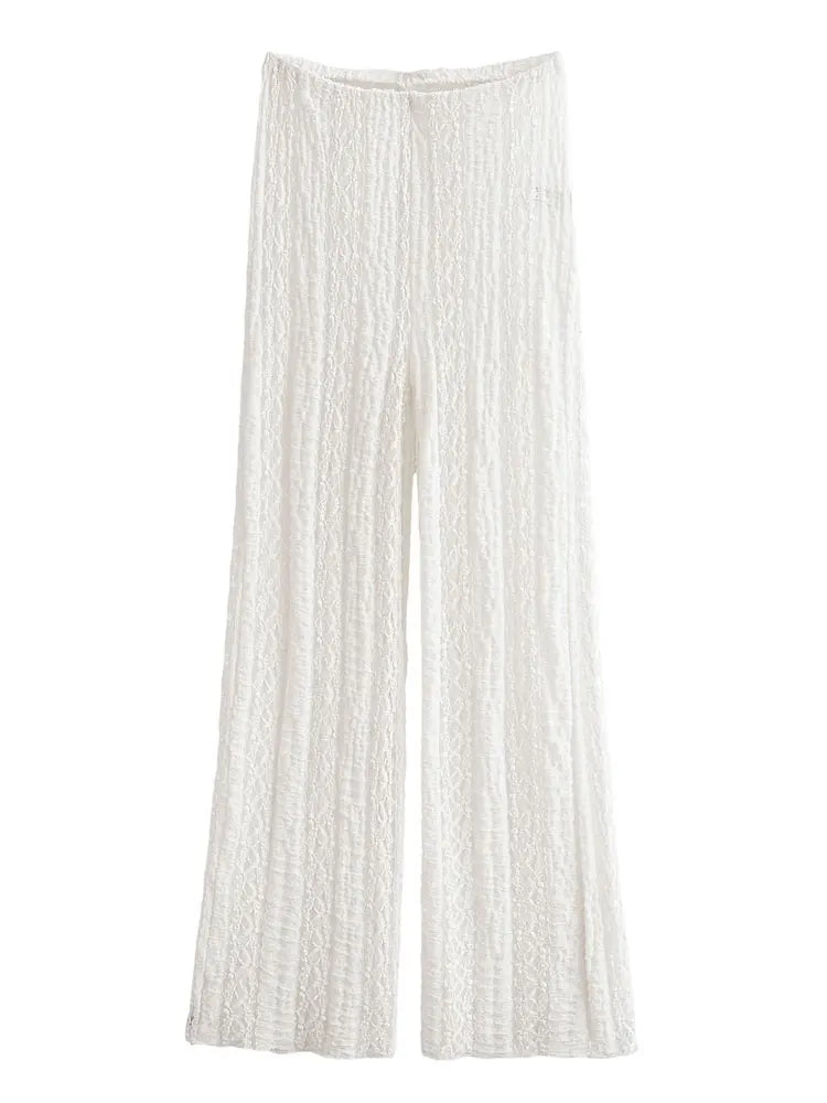 White Casual Women's Pants High Waist Slim Summer 2026 New Loose Straight Patchwork Pleated Trousers Female Fashion Pants