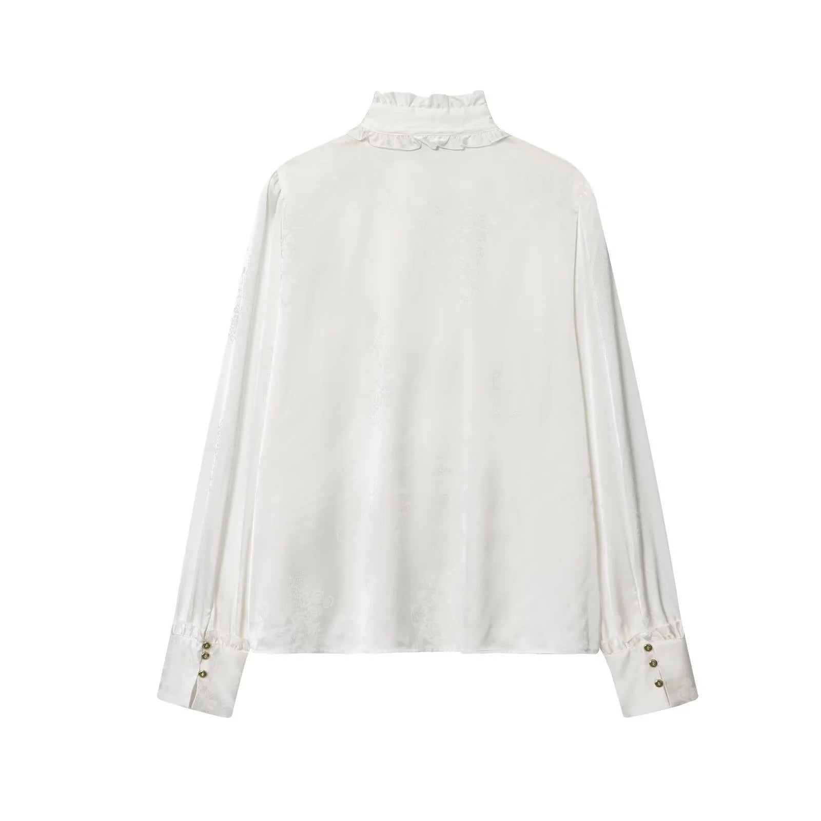 2025 Autumn New Women's Clothing French Style Mushroom Edge Standing Collar Long Sleeve Shirt