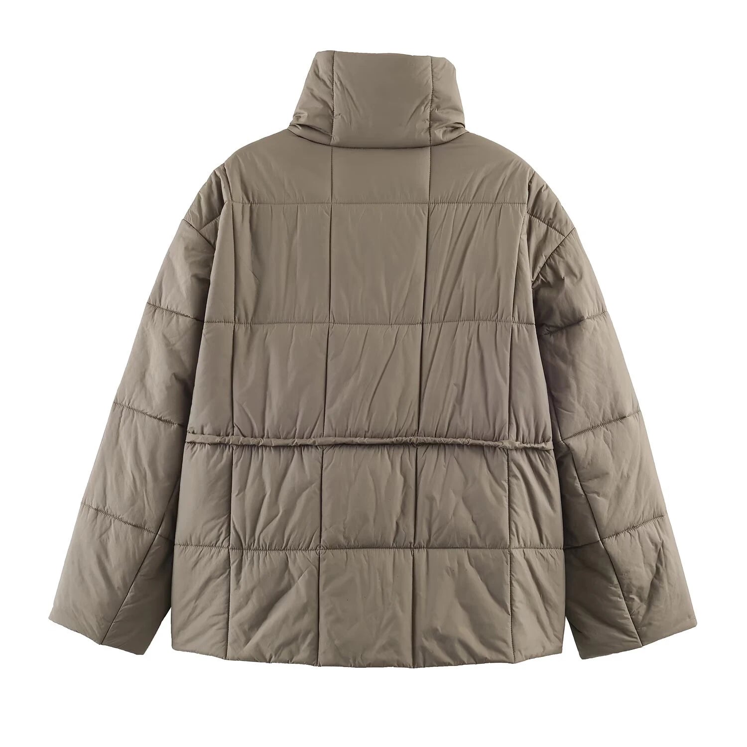 European and American style winter new women's clothing loose casual versatile stand up collar short with belt cotton jacket