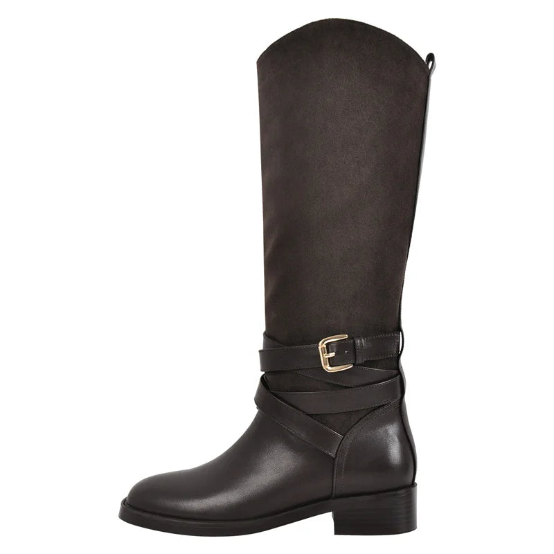 Onlymaker Women Round Toe Casual Knee Length Boots Classic Fashionable Winter Boots