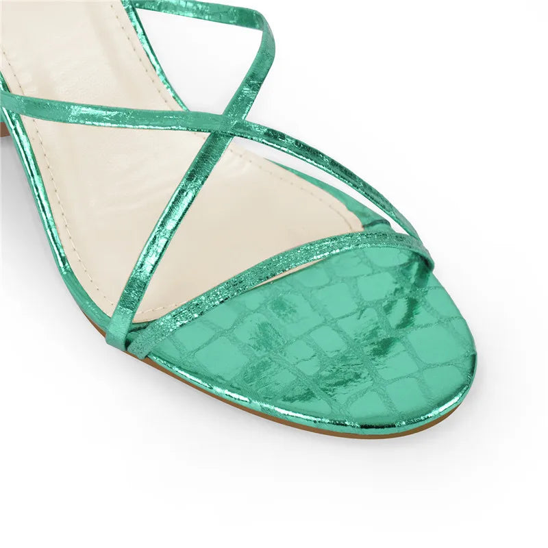 Women Peep Toe Block Chunky High Heel Lace up Open Toe Big Size Dress Sandals