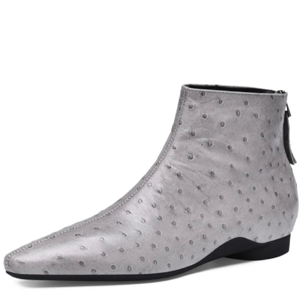 New Women Handmade Genuine Leather Soft comfortable Square Toe Low Heel Shoes Back Zipper Ankle Boot Modern 34-40
