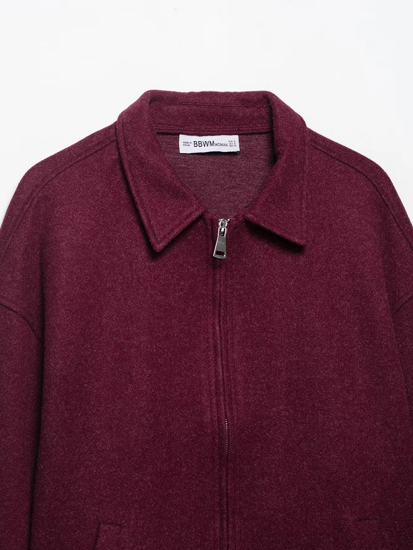 Autumn and Winter New Product Women's Fashion Simple and Versatile Flip Collar Long Sleeve Wide Zipper Short Woolen Coat