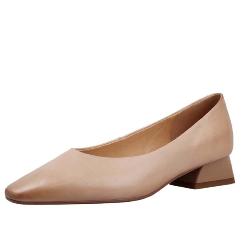 Comfort Middle Heel Genuine Cowhide Shoes Waiter Airline Crew Shopping Trainman Attendant Office Worker 34-40