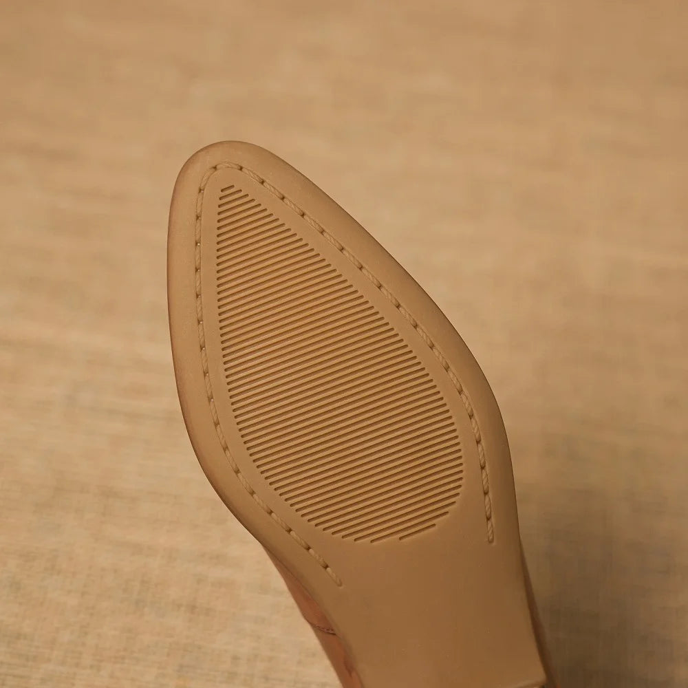 Vintage Handmade Genuine Leather Female Classic Round Toe Low Heels Concise Loafers For Women Casual Shoes 34-40