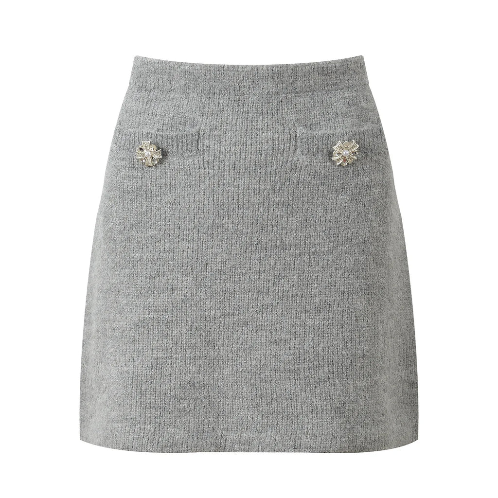 Gray Women's Sweet Knit Cardigan with Embroidered Peter 2026