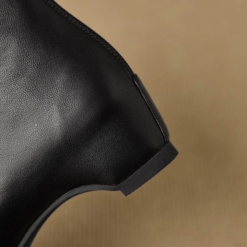 Handmade Women Genuine Leather Invisible high heels Ankle Boot Luxury Minimalist Autumn Winter Cross-Border 34-40