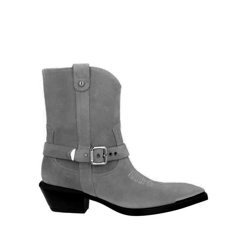 Spring and Autumn Women's Thick High-heeled Short Boots with Pointed Embroidery, Women's Plus Size Short Boots, Knight Boots