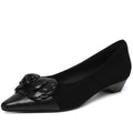 New Women Handmade Genuine Leather Soft and comfortable Low Heels Flower decoration Single Tweed Style 34-40