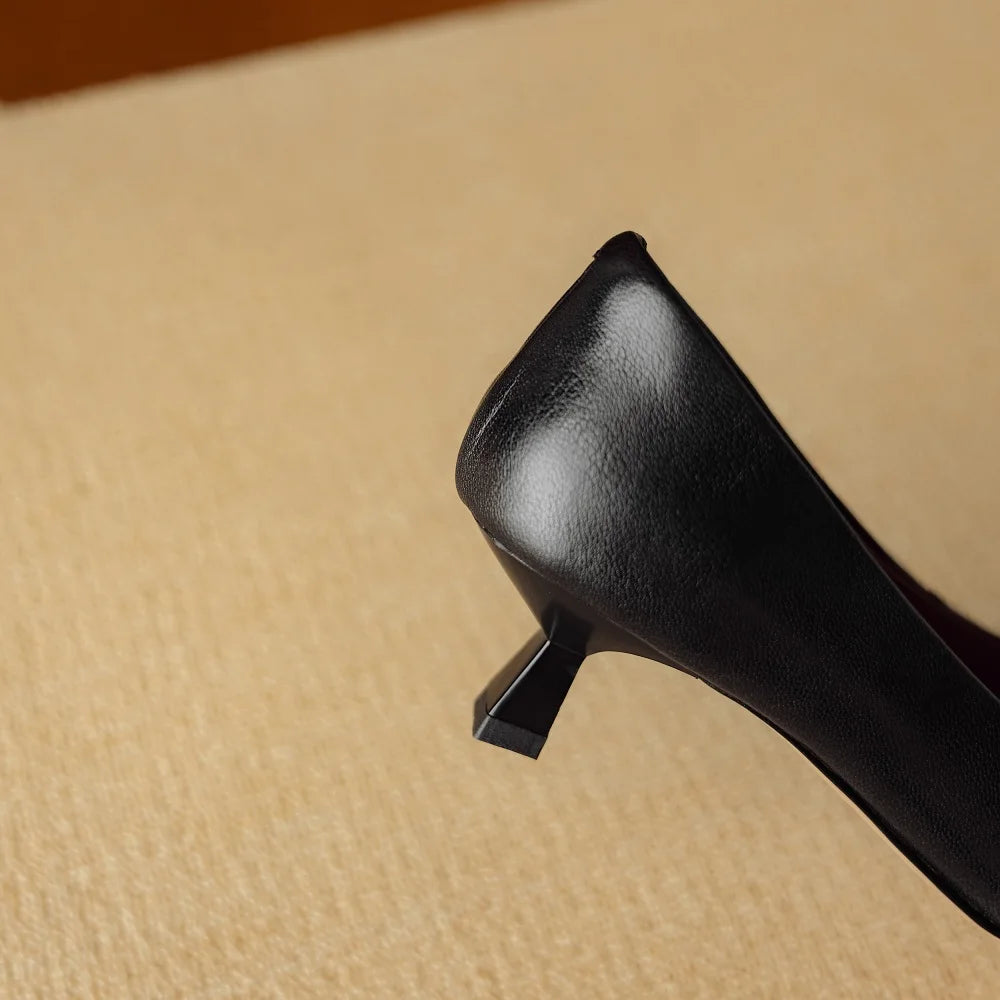 Handmade Genuine Leather New Classic Retro Style Pointy Toe Design Women's Single Shoes Comfortable 34-40