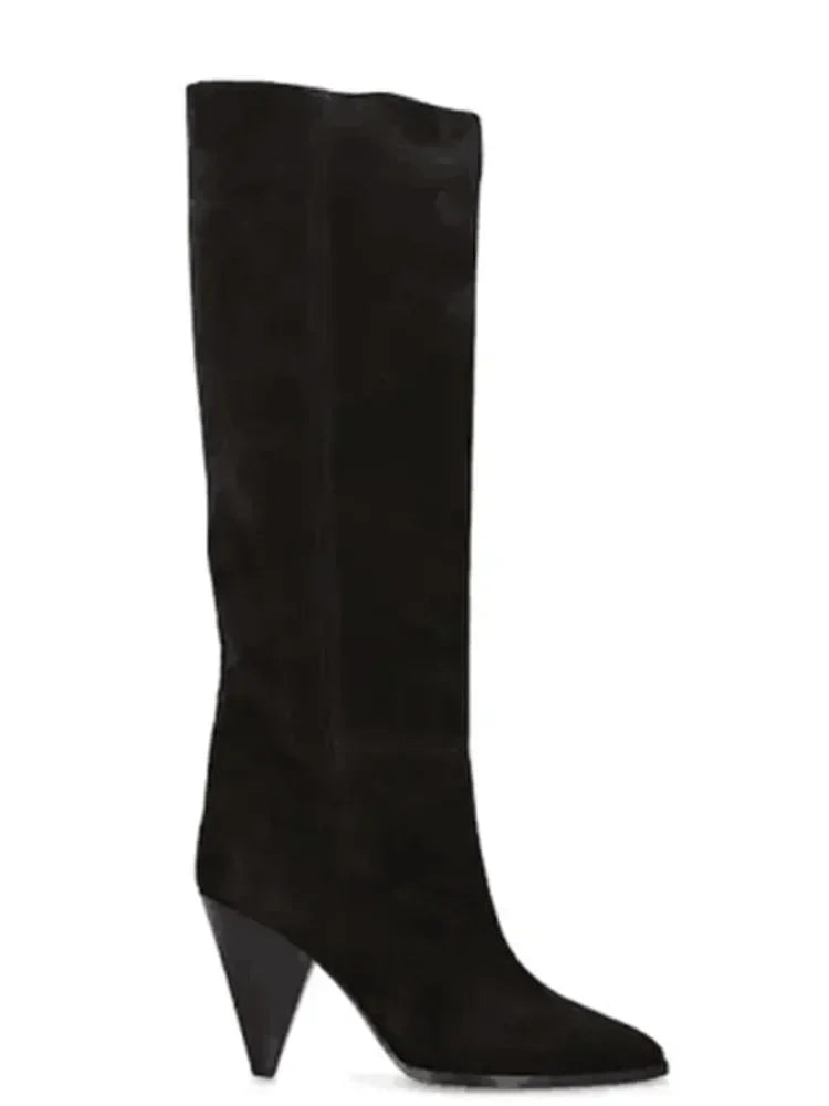 2026 European and American New Pointed Women's Short Boots with Conical High Heels Fashion 34-45 Size Large Women's Long Boots