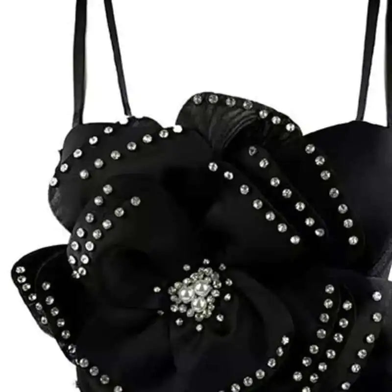 Women's Fashion High End Big Flower Bead Sweet Camisole Trendy Solid Color Sling Female 2025 Spring New Items 11A02254