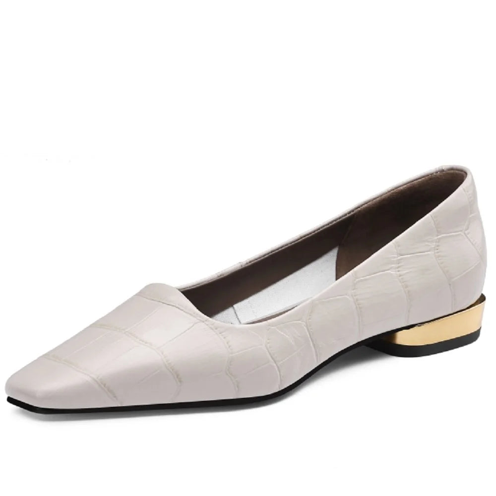 New Handmade Retro Genuine Leather Low Heels Soft and comfortable Square Toe Slip-on Loafers Work Shoes 34-40