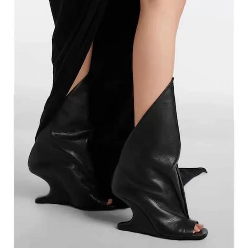 2026. New Thick High Heel Open toed Short Boots Fashion Alien Heel Fish Mouth Cool Boots Spring/Summer Women's Short Boots