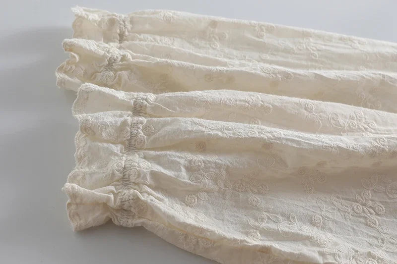 Fall Mori Girl Cotton Floral Embroidery Lace Long Sleeve Shirt Vintage Shabby Chic Cottagecore Sweet Victorian Rococo Blouse