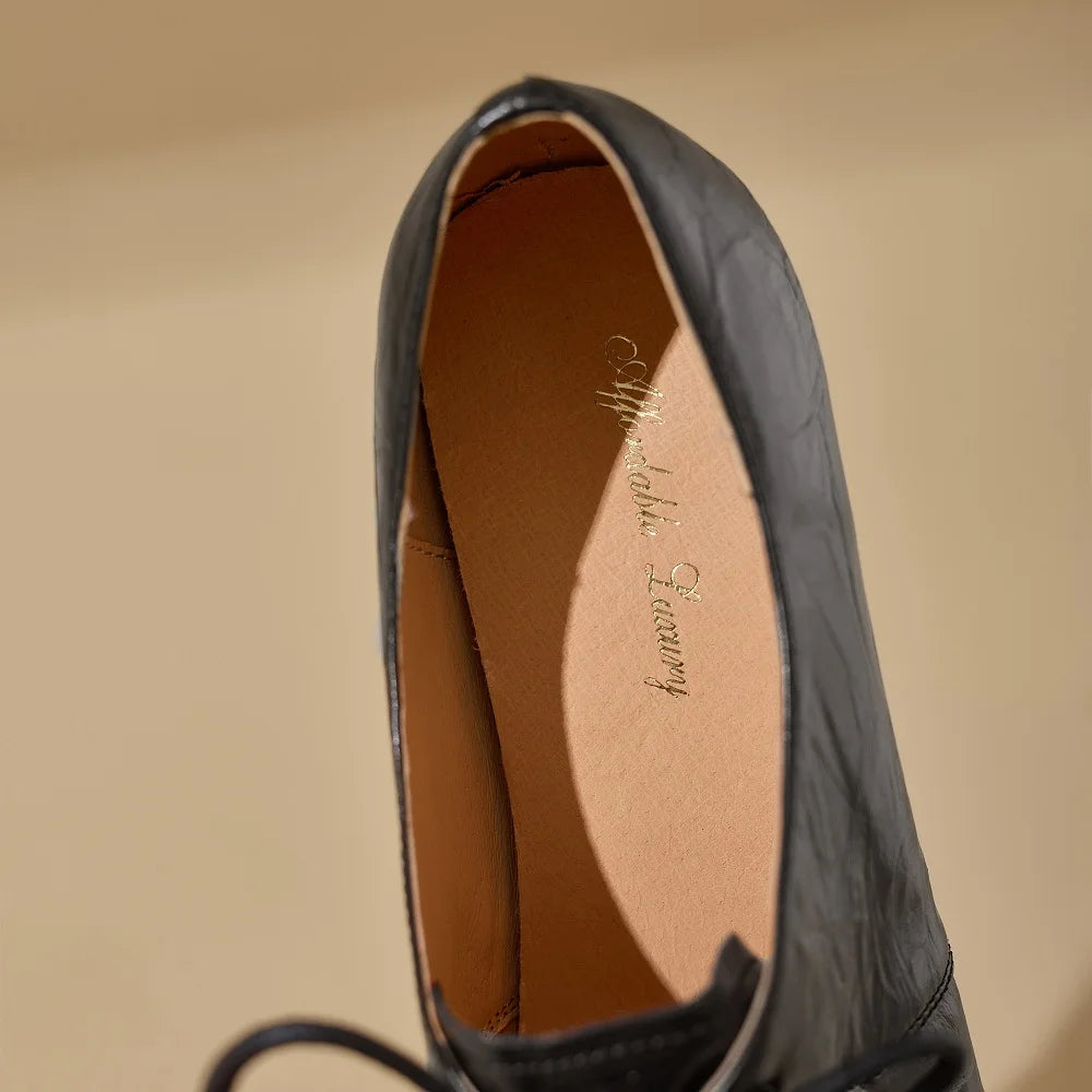 Woman's Handmade Genuine Leather High Heels New High Quality Square Business Commuter Girls Shoes Banquet 34-40