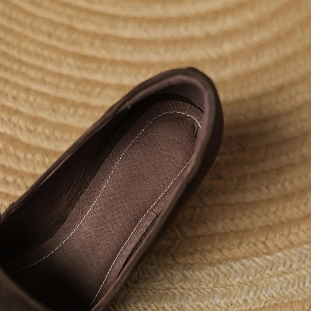 Handmade Brand Genuine Leather Shoes Pointed Toe Oxford Shoes Mid Heels Designer Sewing Dress shoes 34-43