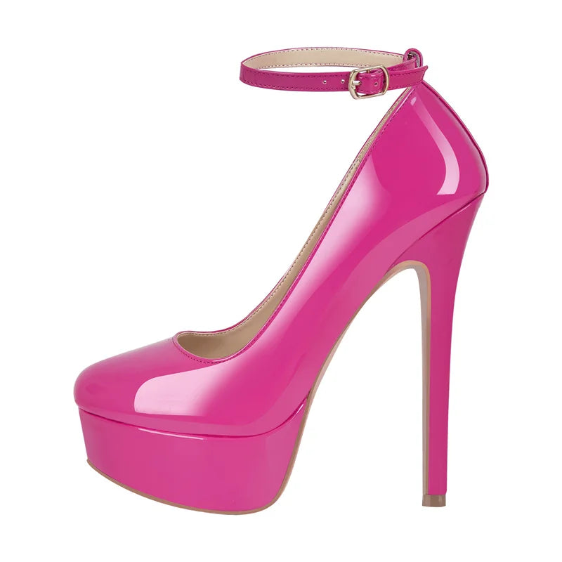 Women Mary Jane Pumps Platform Ankle Strap Stiletto High Heels Dress Buckle Shoes Big Size Fashion Party Thin Heels