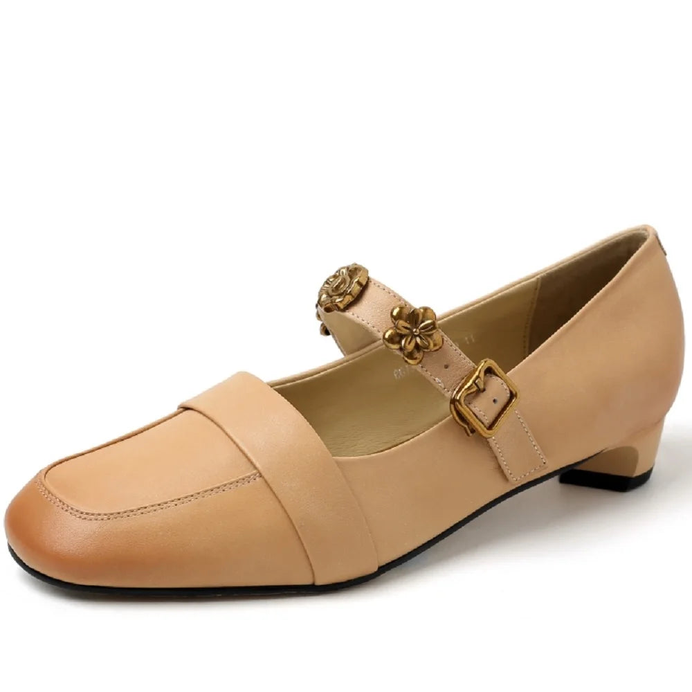 Handmade Genuine Leather Soft and comfortable Metal Buckle Low Cut Toe New Style Versatile Style 33-40