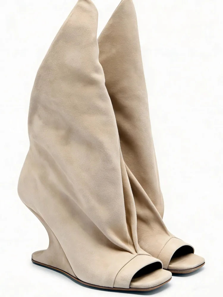 2026. New Thick High Heel Open toed Short Boots Fashion Alien Heel Fish Mouth Cool Boots Spring/Summer Women's Short Boots