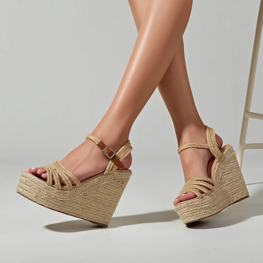 Espadrilles Spring summer bohemian wedges platform peep toe women sandals