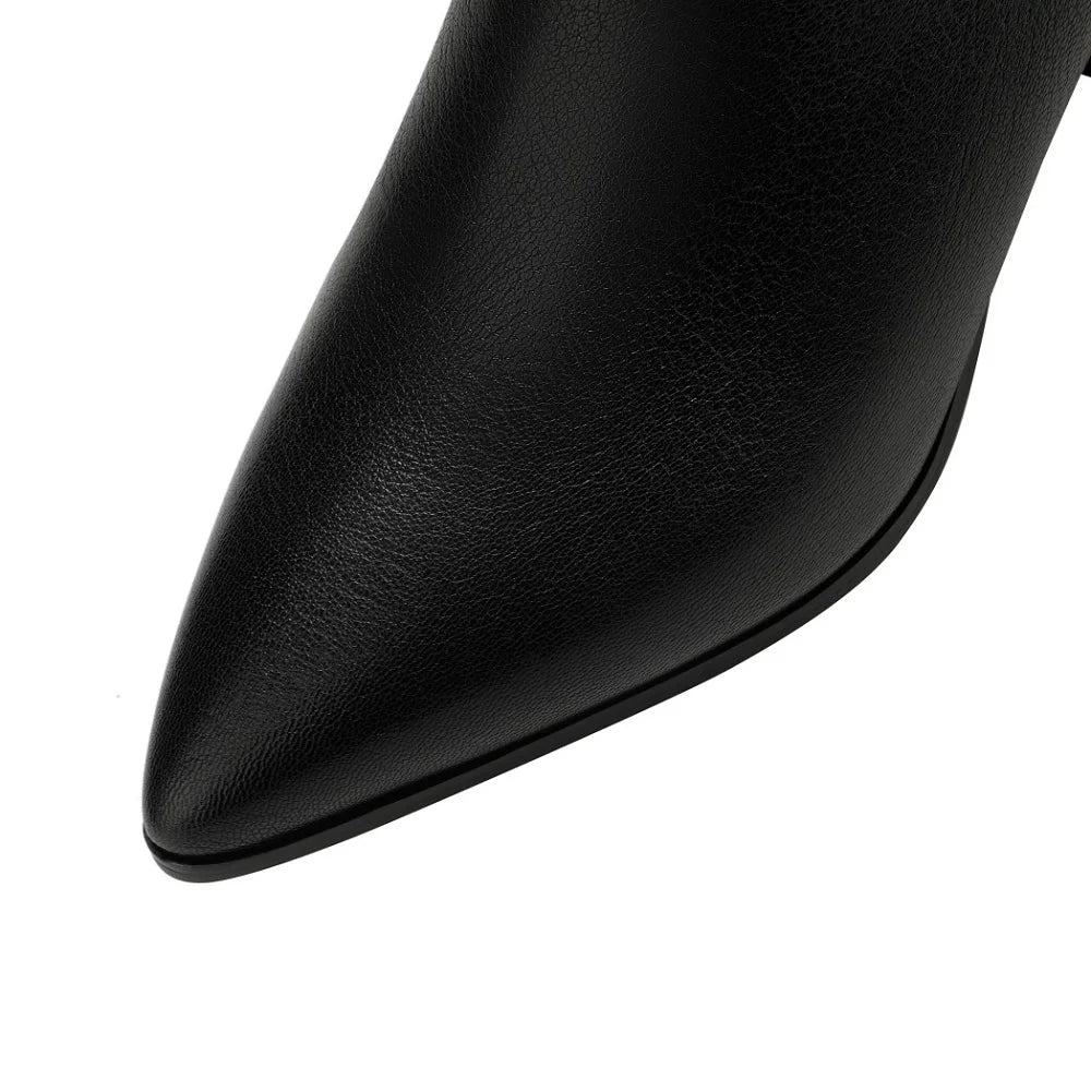 Women's Autumn Winter Handmade Genuine Leather Soft and comfortable Mid Heel Pointed Toe Versat 33-41