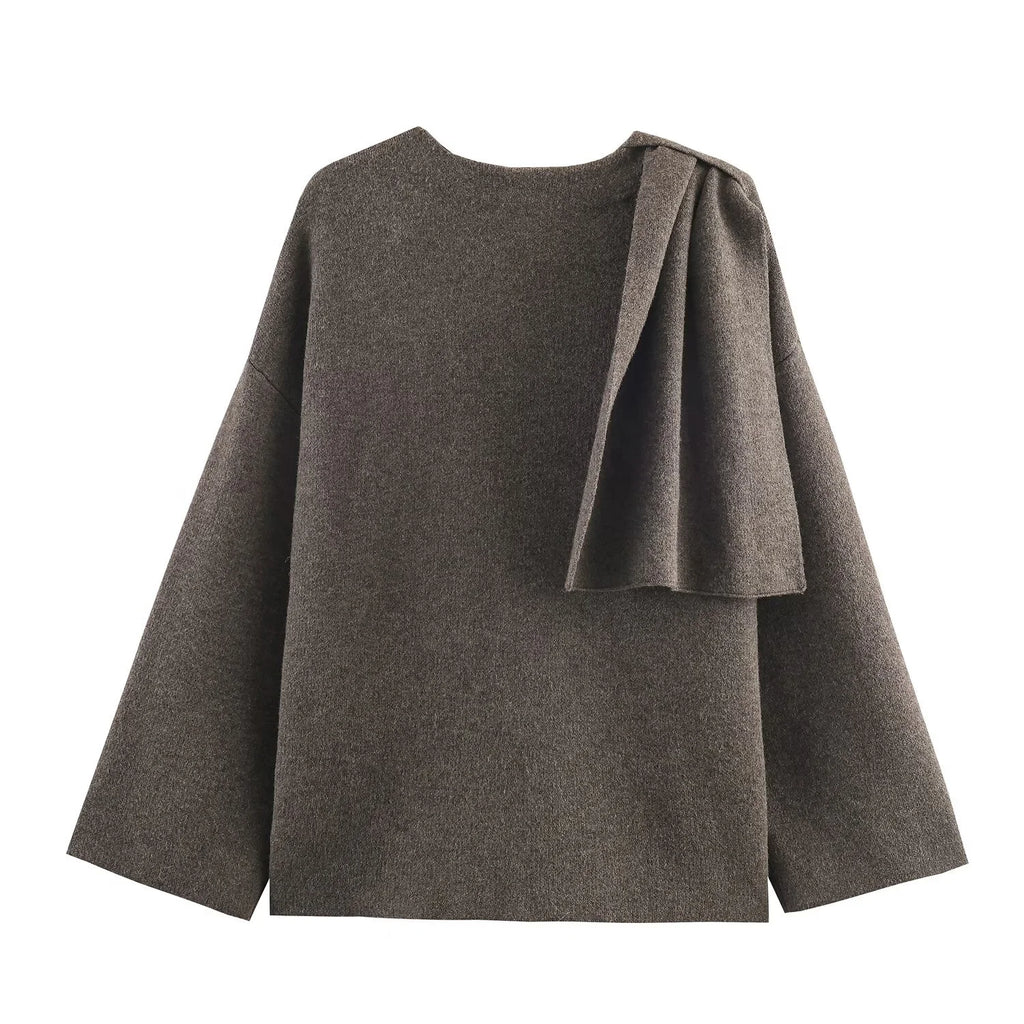 2025 Winter New Product Women's Clothing Double breasted Invisible Button Long Sleeve Big Match Scarf Knitted Short Coat Coat