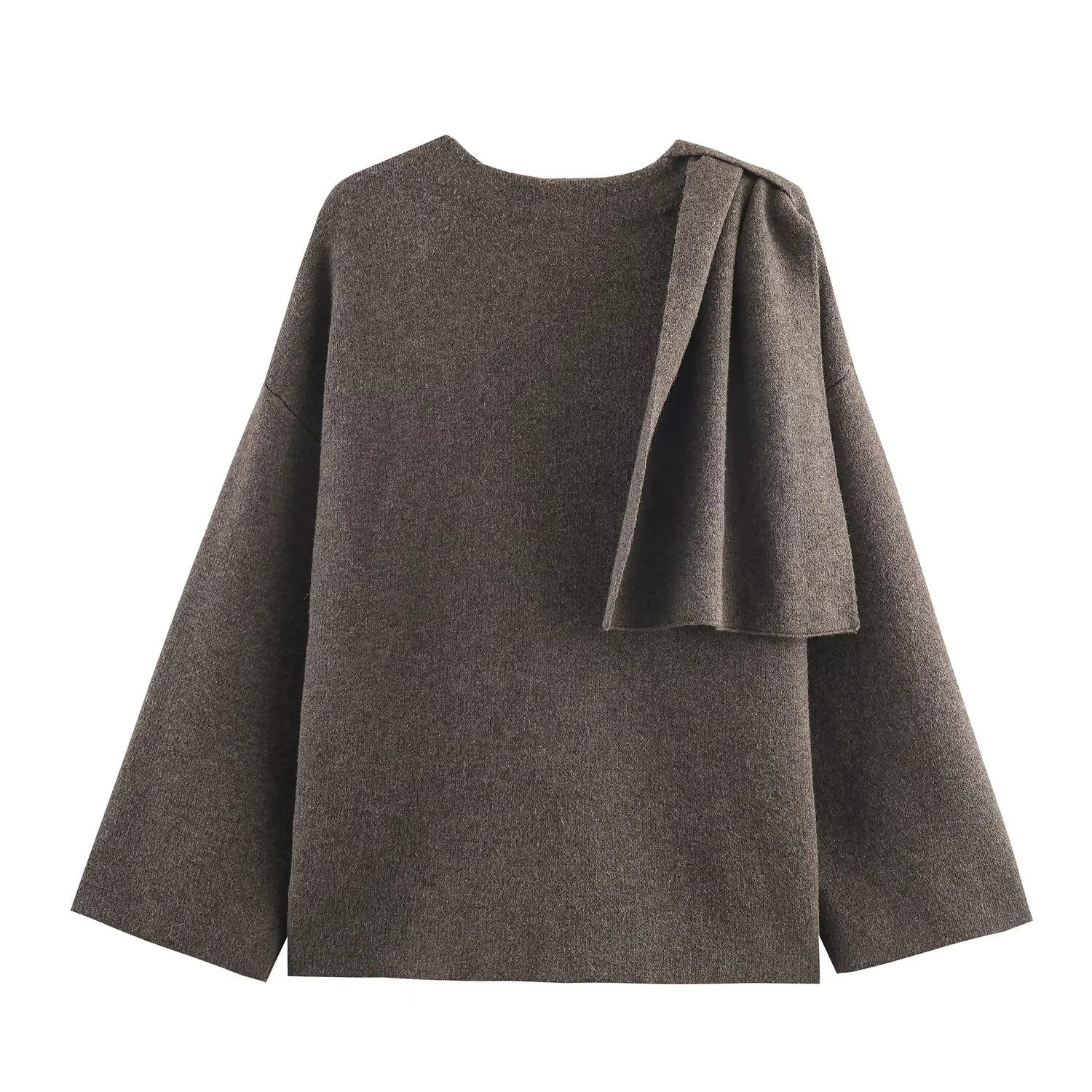 2025 Winter New Product Women's Clothing Double breasted Invisible Button Long Sleeve Big Match Scarf Knitted Short Coat Coat