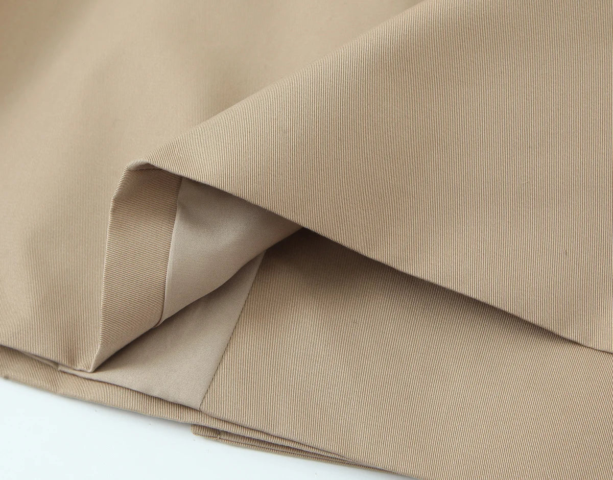 Women Double Breasted Cropped Trench Jacket Long Sleeves for Female Autumn Winter Outerwear